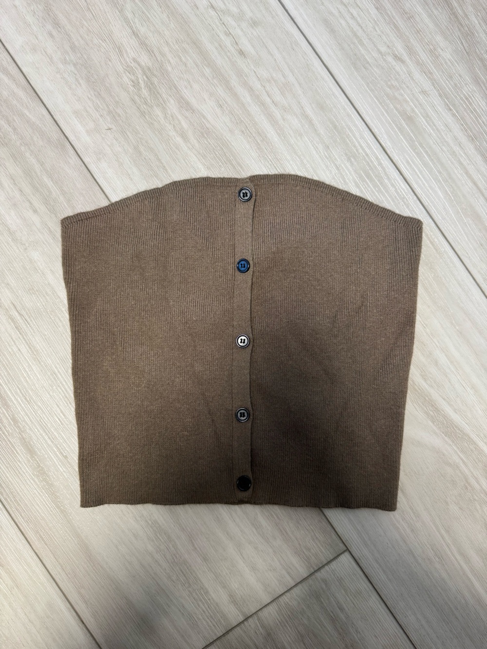 Commense Brown Button-Front Tube Top
